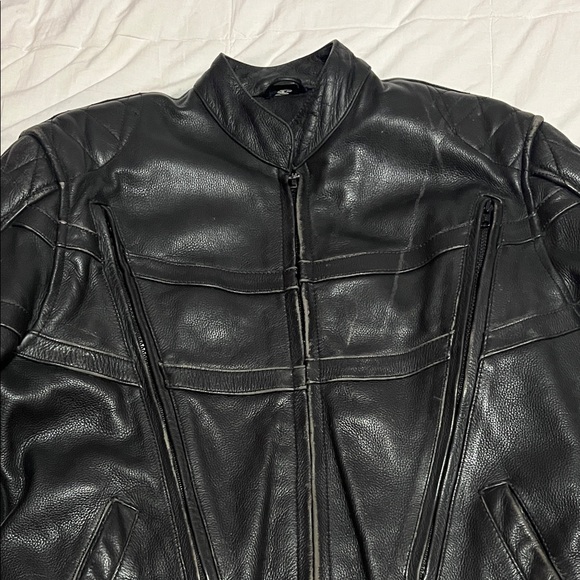 Men's Black Leather Jacket - Picture 2 of 16
